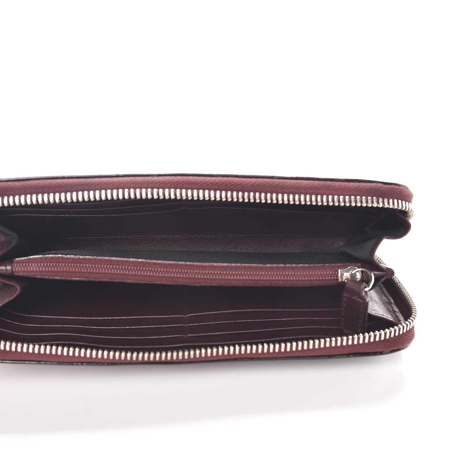 Patent Ultimate Voyageur Zip Around Wallet Bordeaux
