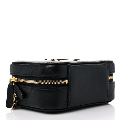 Chanel Lambskin Quilted Golden Plate Clutch With Chain Black 4 of 10