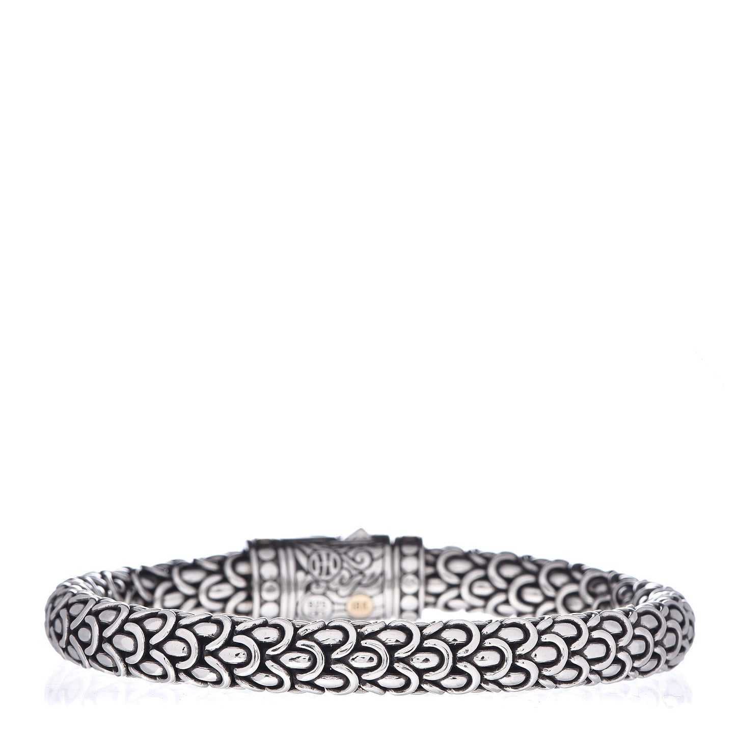 Sterling Silver 18K Yellow Gold Diamond 8mm Naga Bracelet