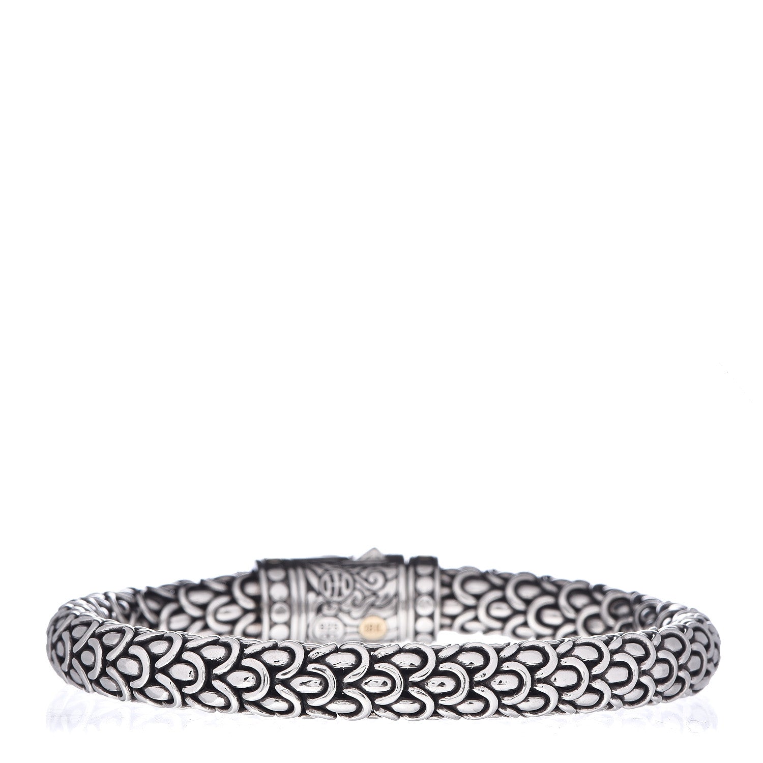John Hardy Sterling Silver 18K Yellow Gold Diamond 8mm Naga Bracelet 3 of 4