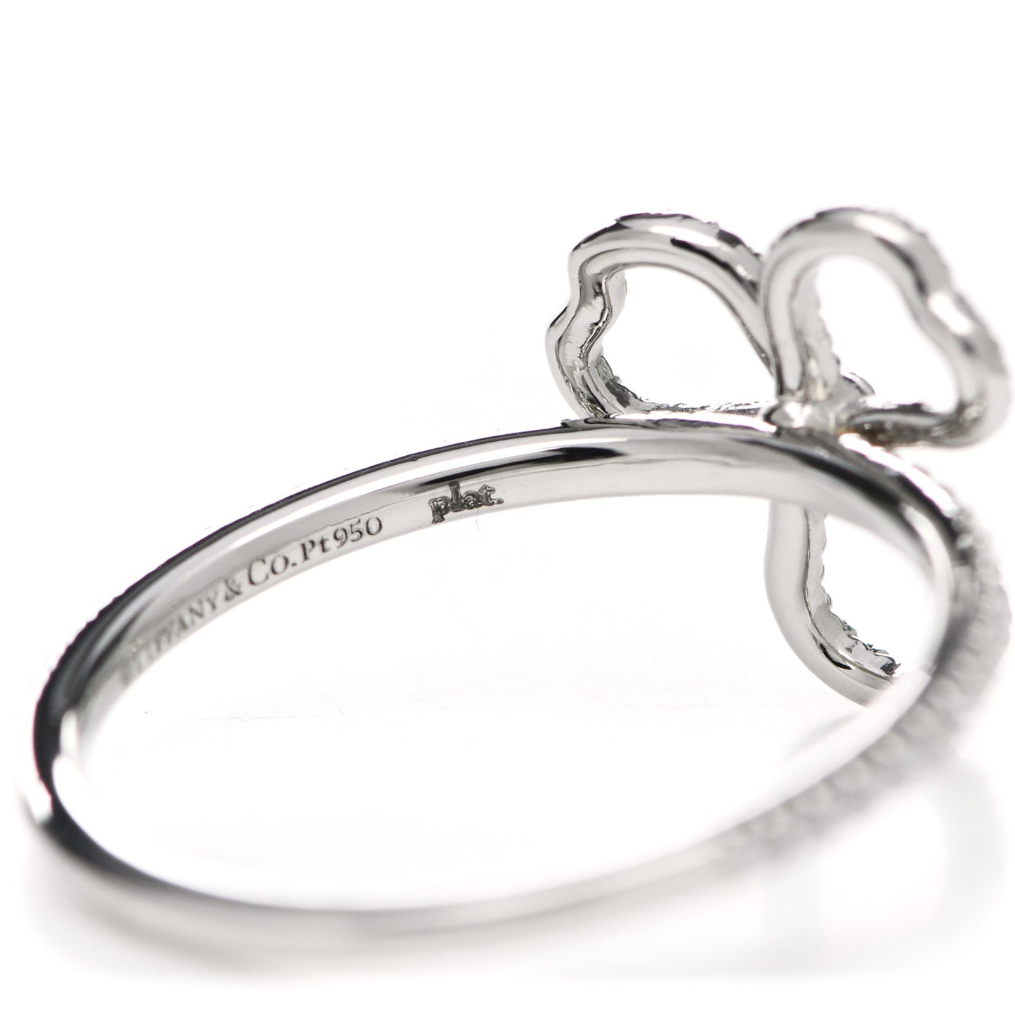 Platinum Diamond Small Open Paper Flowers Ring 54 6.75