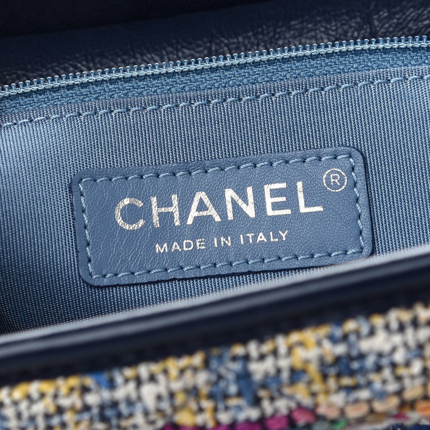 Tweed Calfskin Quilted Medium Gabrielle Hobo Navy