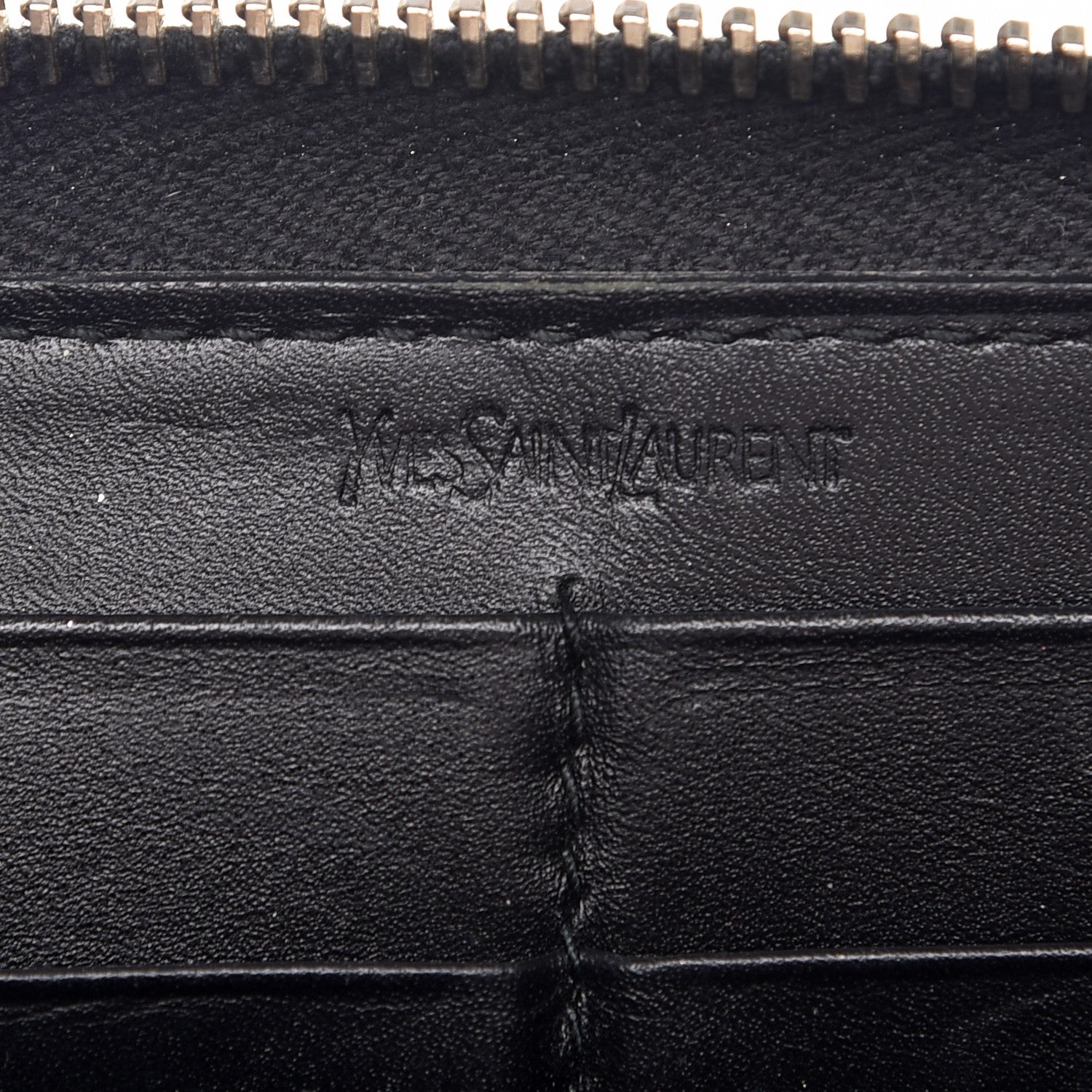 Saint Laurent Textured Patent Monogram Belle De Jour Zip Around Wallet Black 6 of 7