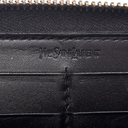 Saint Laurent Textured Patent Monogram Belle De Jour Zip Around Wallet Black 6 of 7
