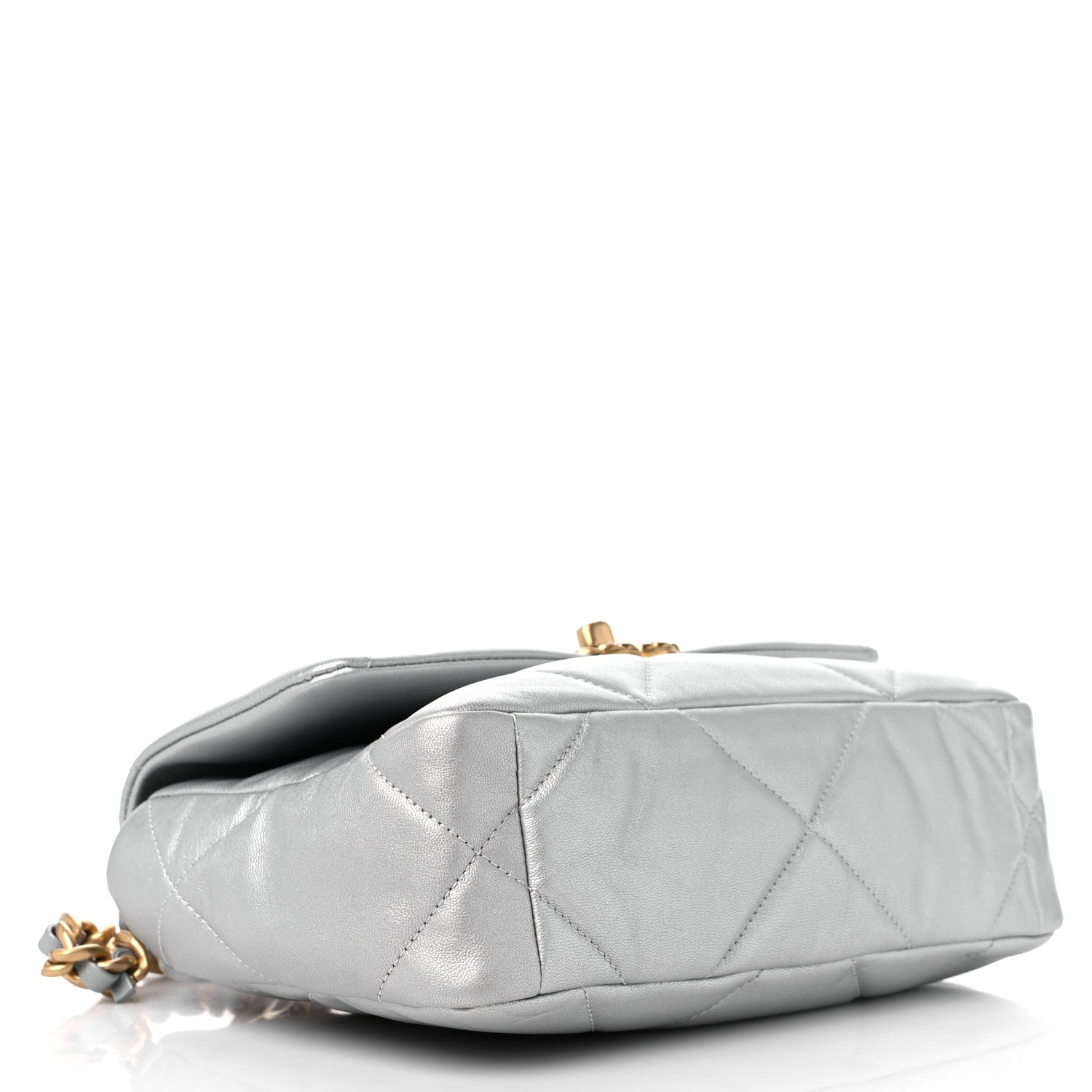 Chanel Metallic Goatskin Quilted Medium Chanel 19 Flap Silver 4 of 10