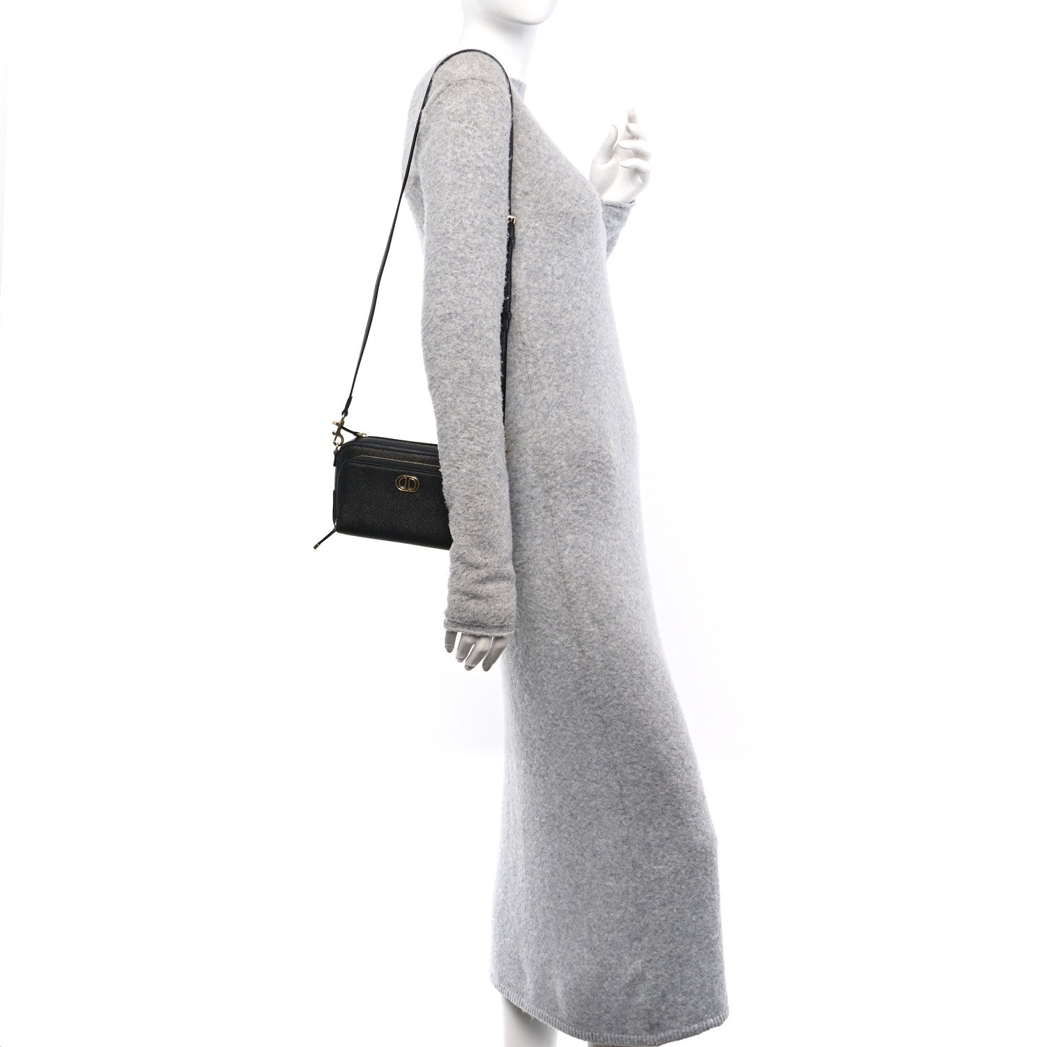 Christian Dior Grained Calfskin Caro Double Pouch Black 2 of 10