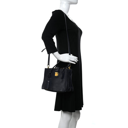 Miu Miu Goatskin Madras Tote Black 1 of 10