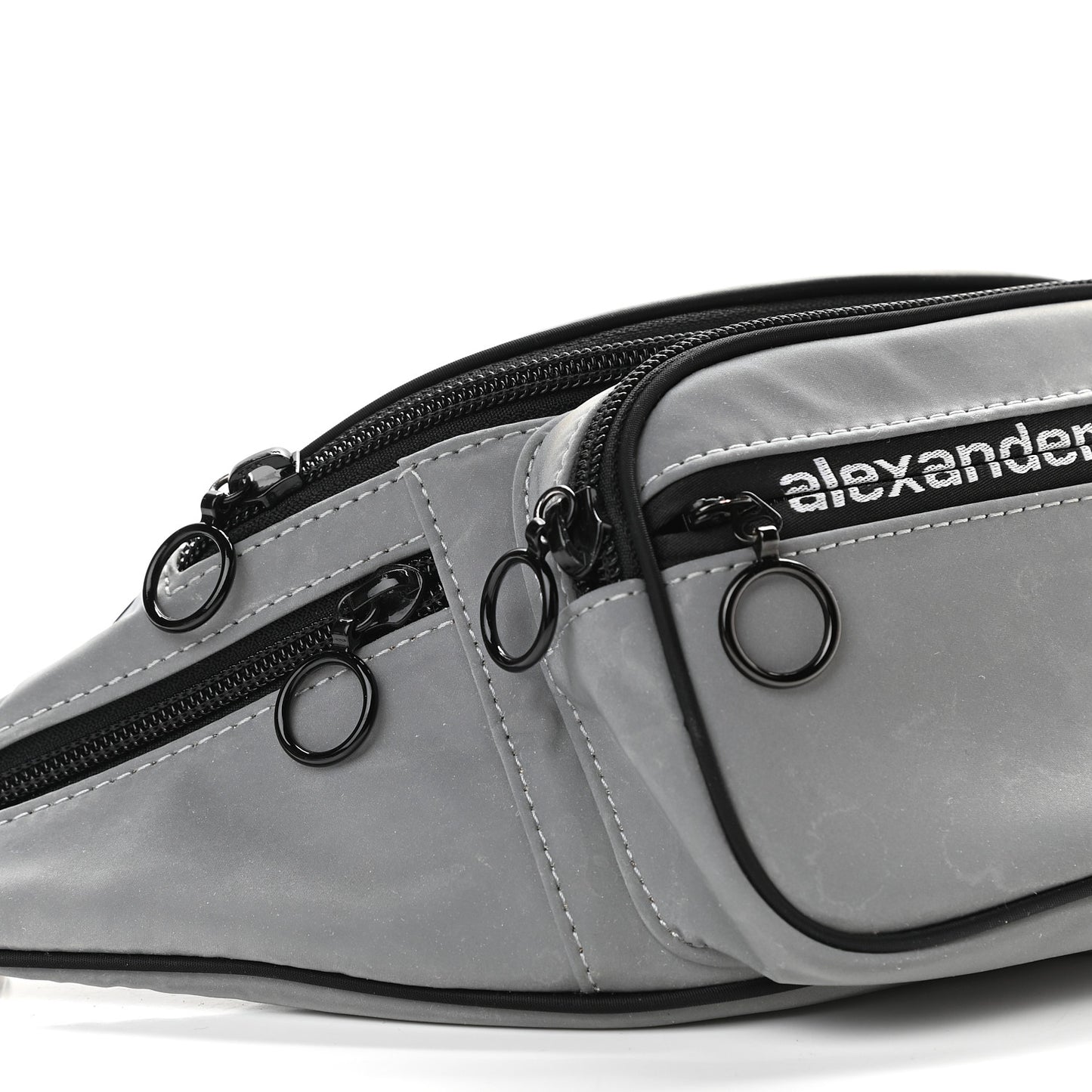 Nylon Logo Printed Attica Belt Bag Reflective Silver