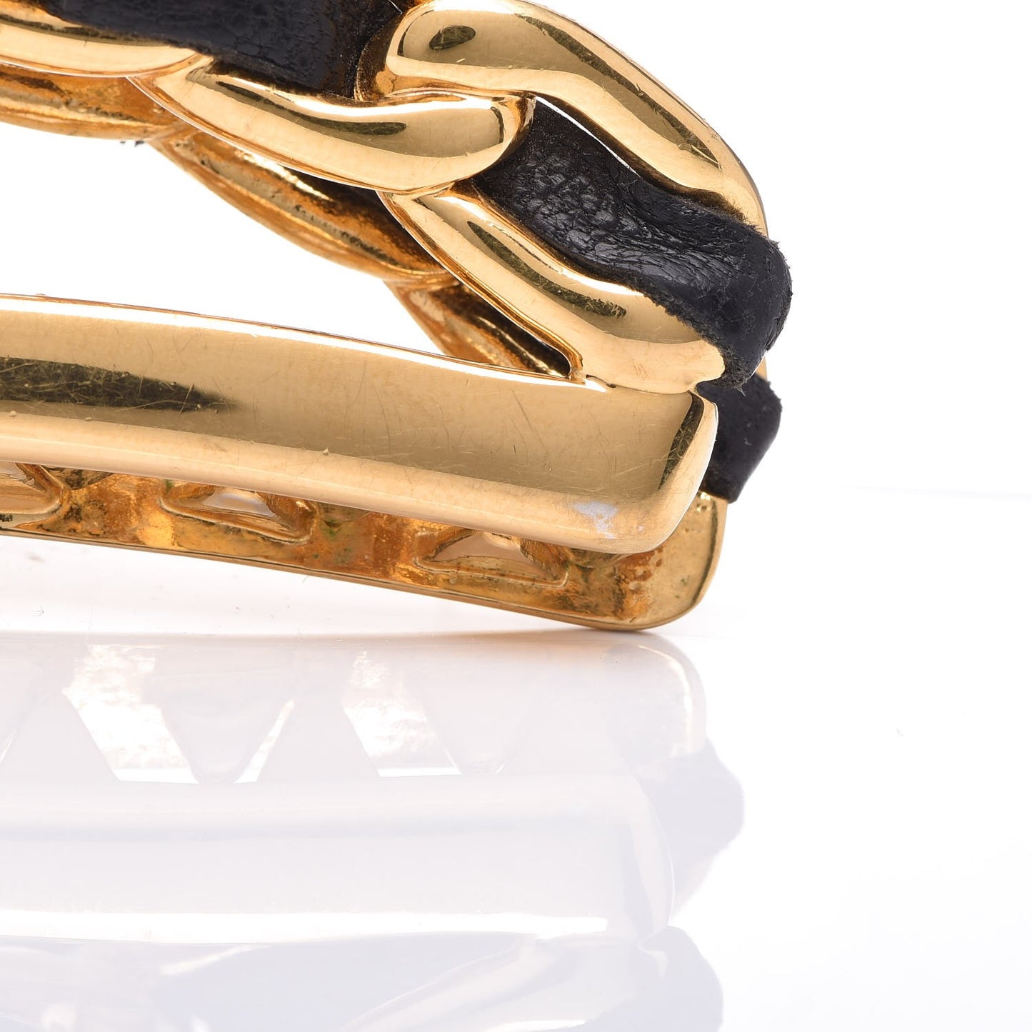 Lambskin CC Hair Clip Black Gold