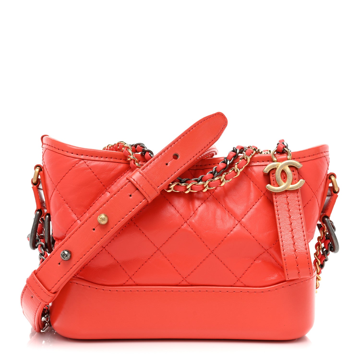 Chanel Aged Calfskin Quilted Small Gabrielle Hobo Red 1 of 10