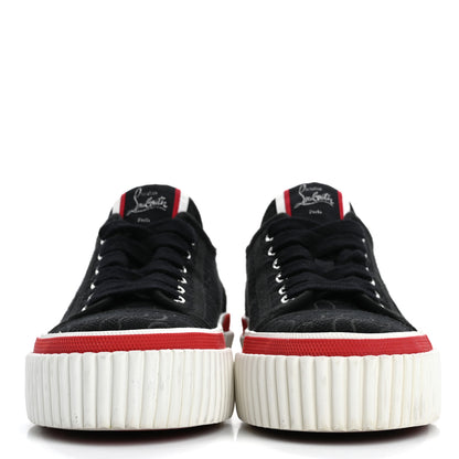 Christian Louboutin Canvas Pedro Womens Flat Sneakers 37 Black Red 3 of 13