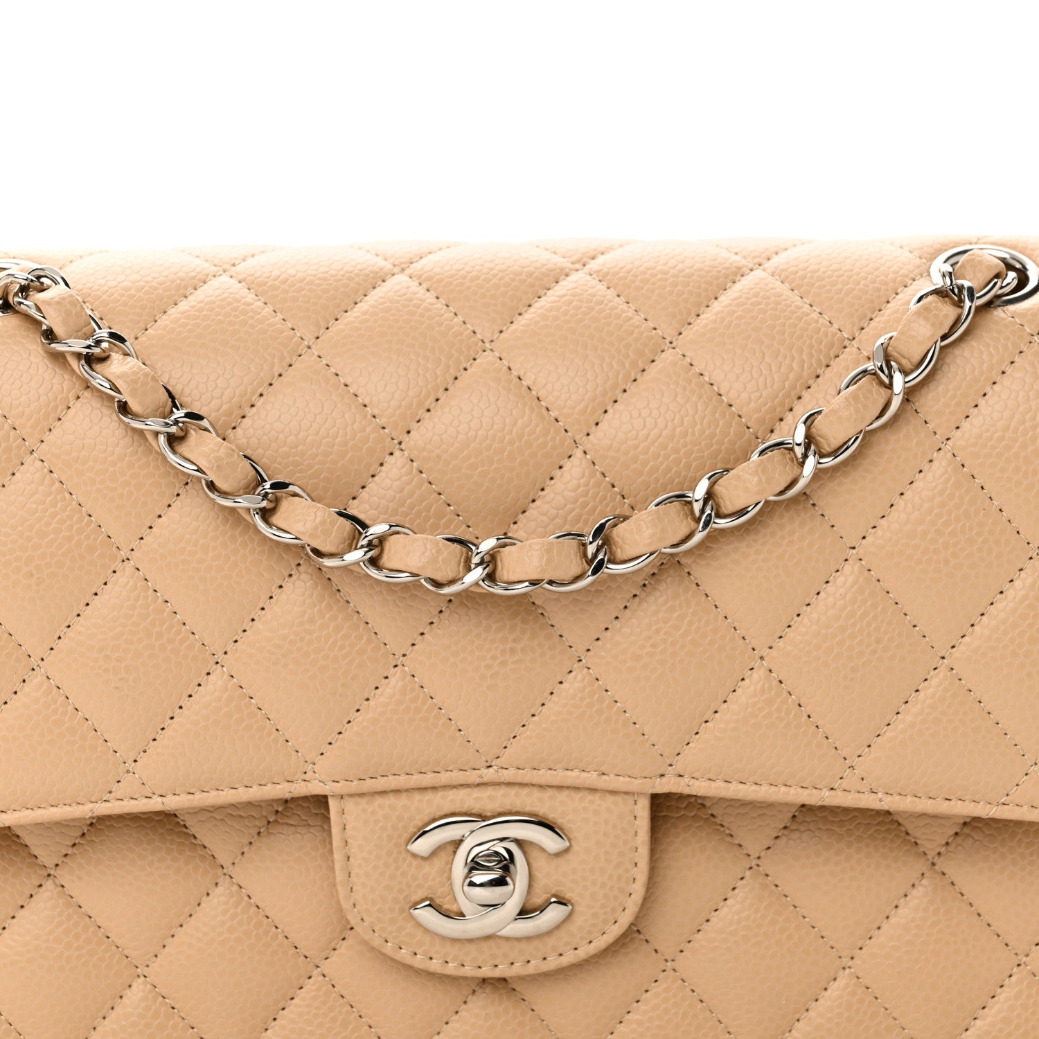 Chanel Caviar Quilted Medium Double Flap Beige 8 of 11