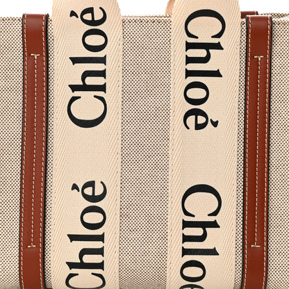 Chloe Cotton Calfskin Small Woody Ribbon Tote White Brown 5 of 15