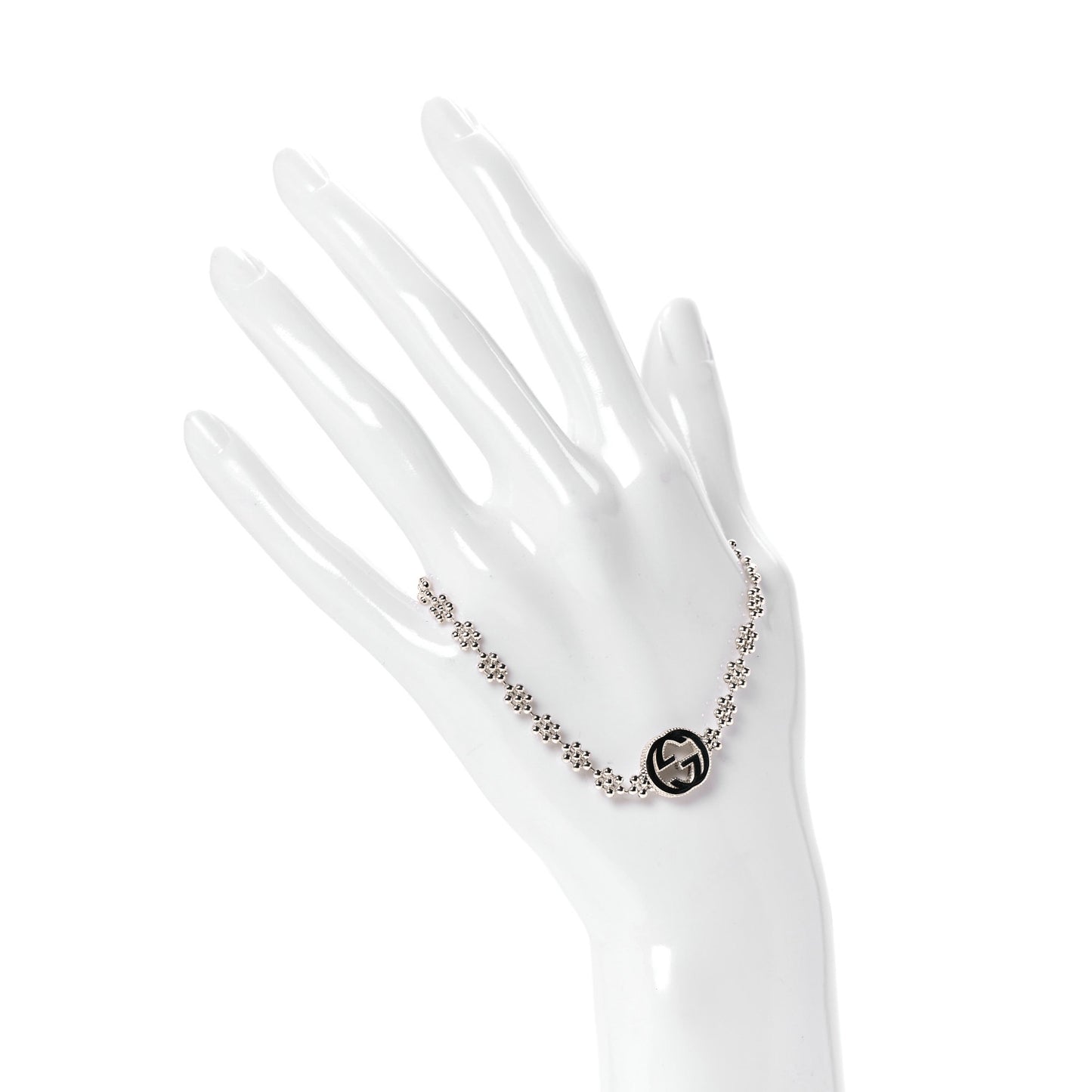Sterling Silver Interlocking GG Beaded Flower Bracelet