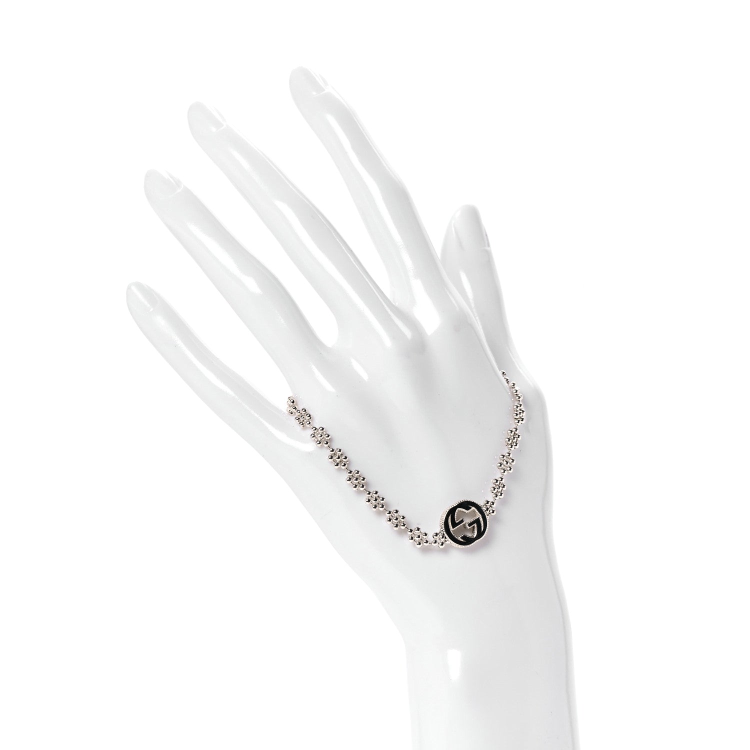 Gucci Sterling Silver Interlocking GG Beaded Flower Bracelet 2 of 5