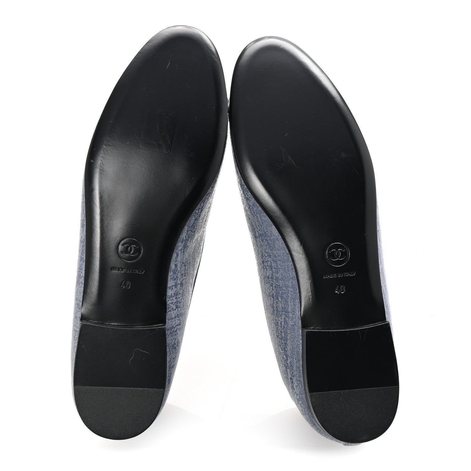 Chanel Iridescent Calfskin Cap Toe CC Ballerina Flats 40 Blue 6 of 9