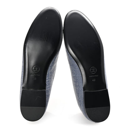 Chanel Iridescent Calfskin Cap Toe CC Ballerina Flats 40 Blue 6 of 9