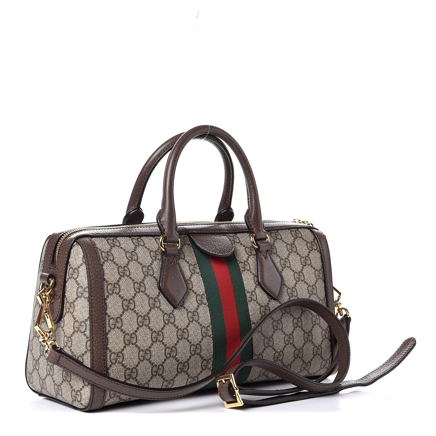 Gucci GG Supreme Monogram Web Medium Ophidia Boston Brown 4 of 9