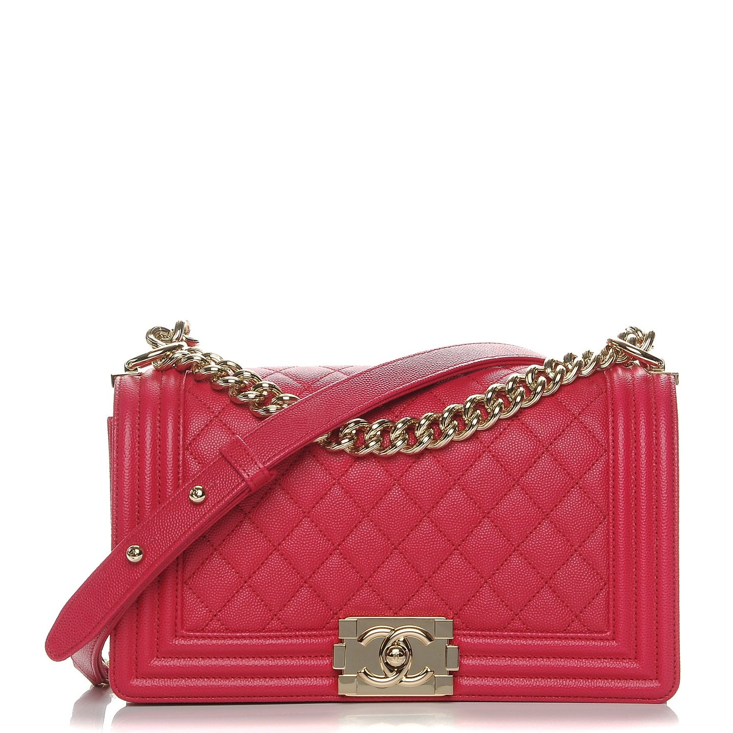Caviar Quilted Medium Boy Flap Fuchsia