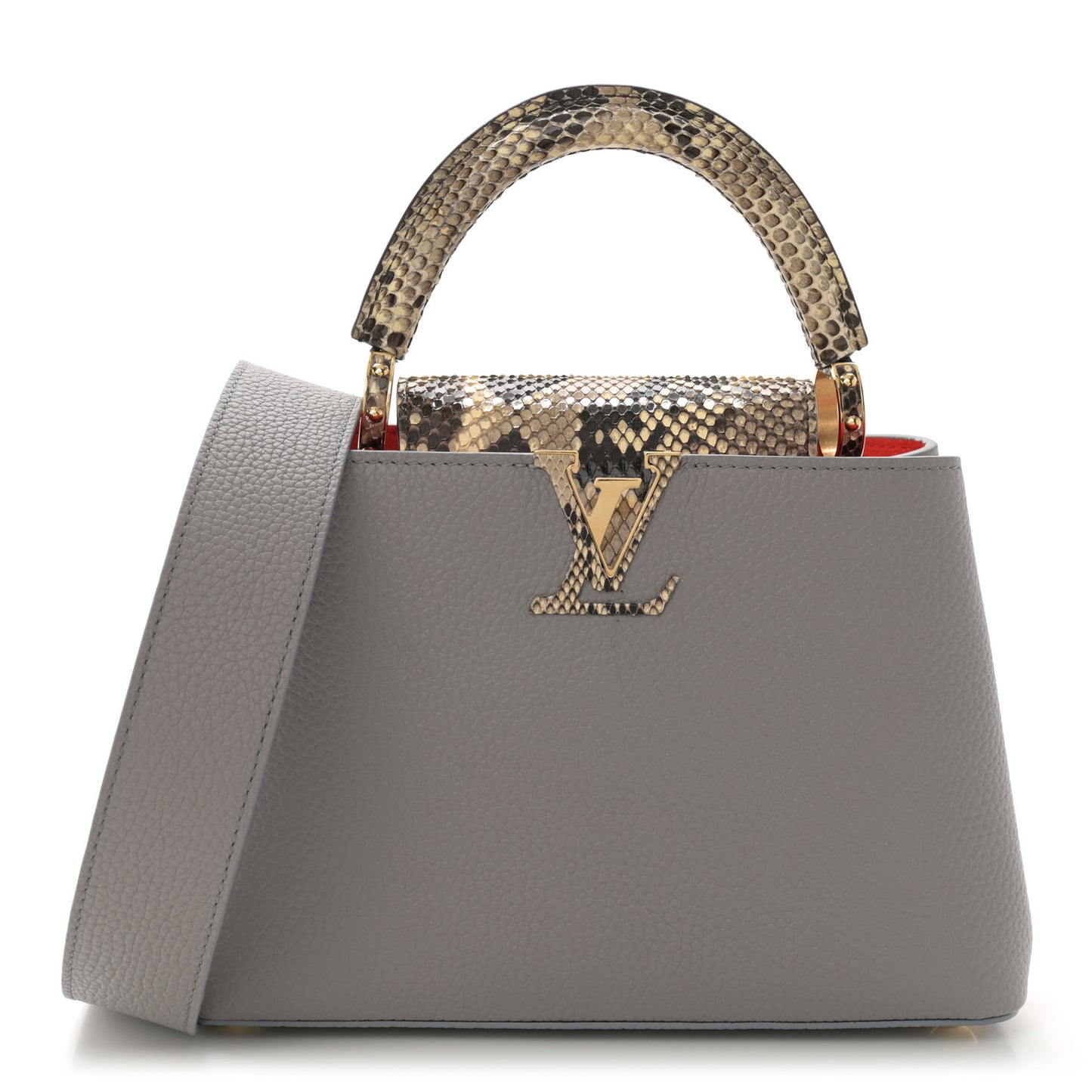 Taurillon Snakeskin Capucines BB Steeple Grey