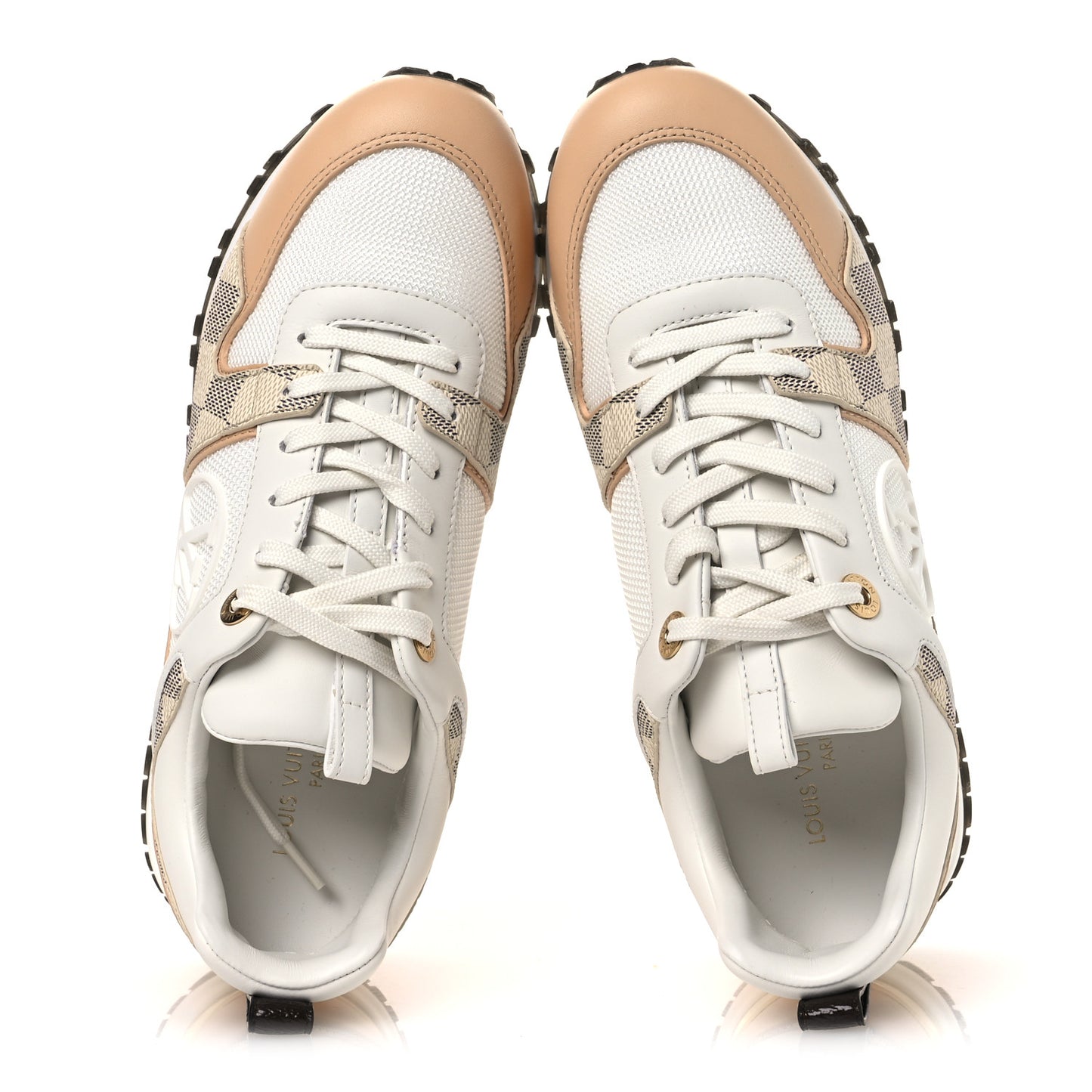 Calfskin Damier Azur Run Away Sneakers 36 White