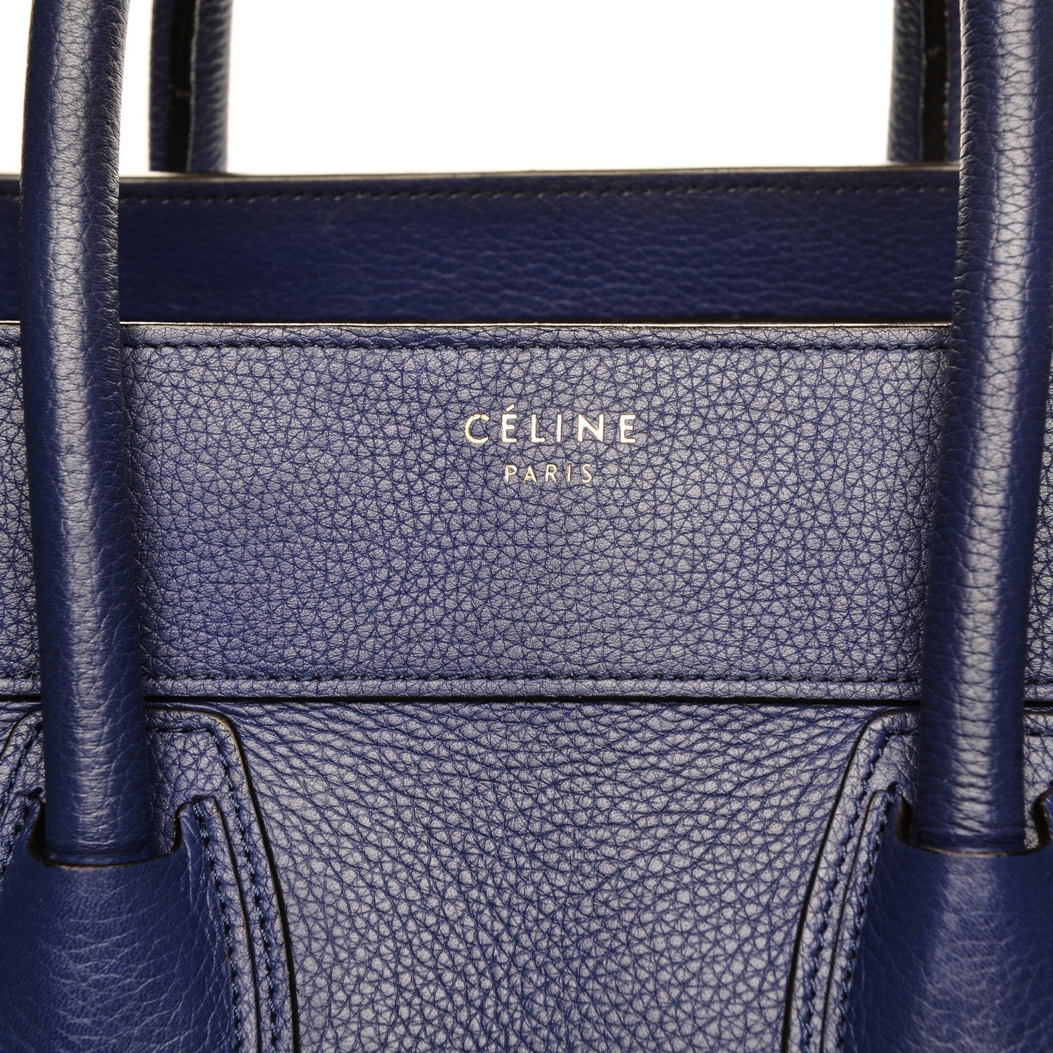 Celine Drummed Calfskin Mini Luggage Indigo 7 of 13