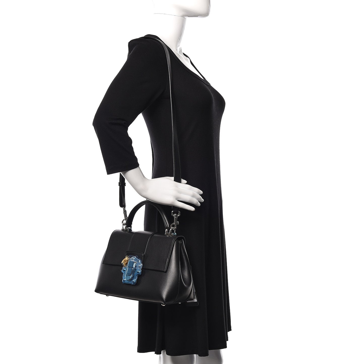 Calfskin Lucia Satchel Black