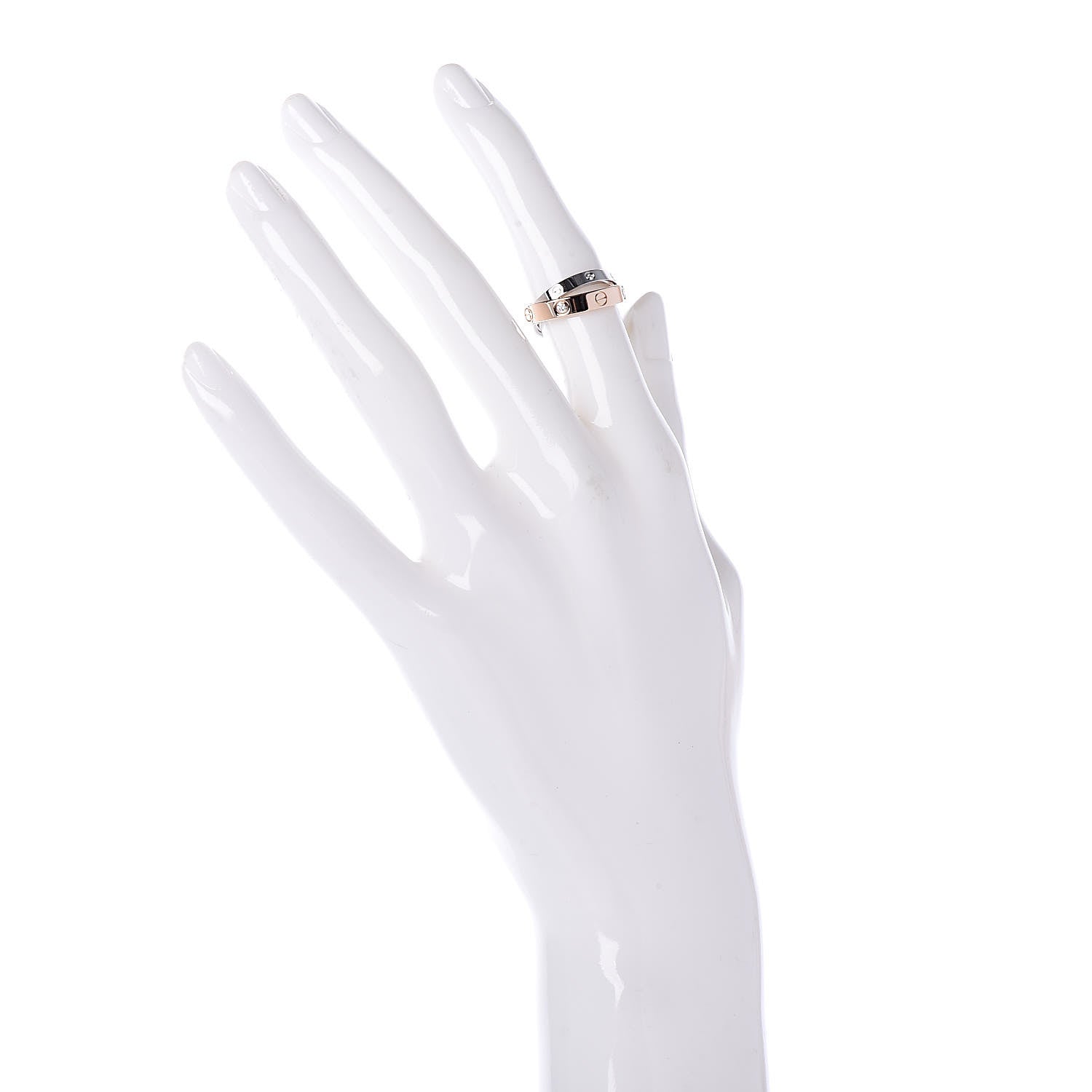 Cartier 18K Pink White Gold 6 Diamonds LOVE Ring 47 4 2 of 5