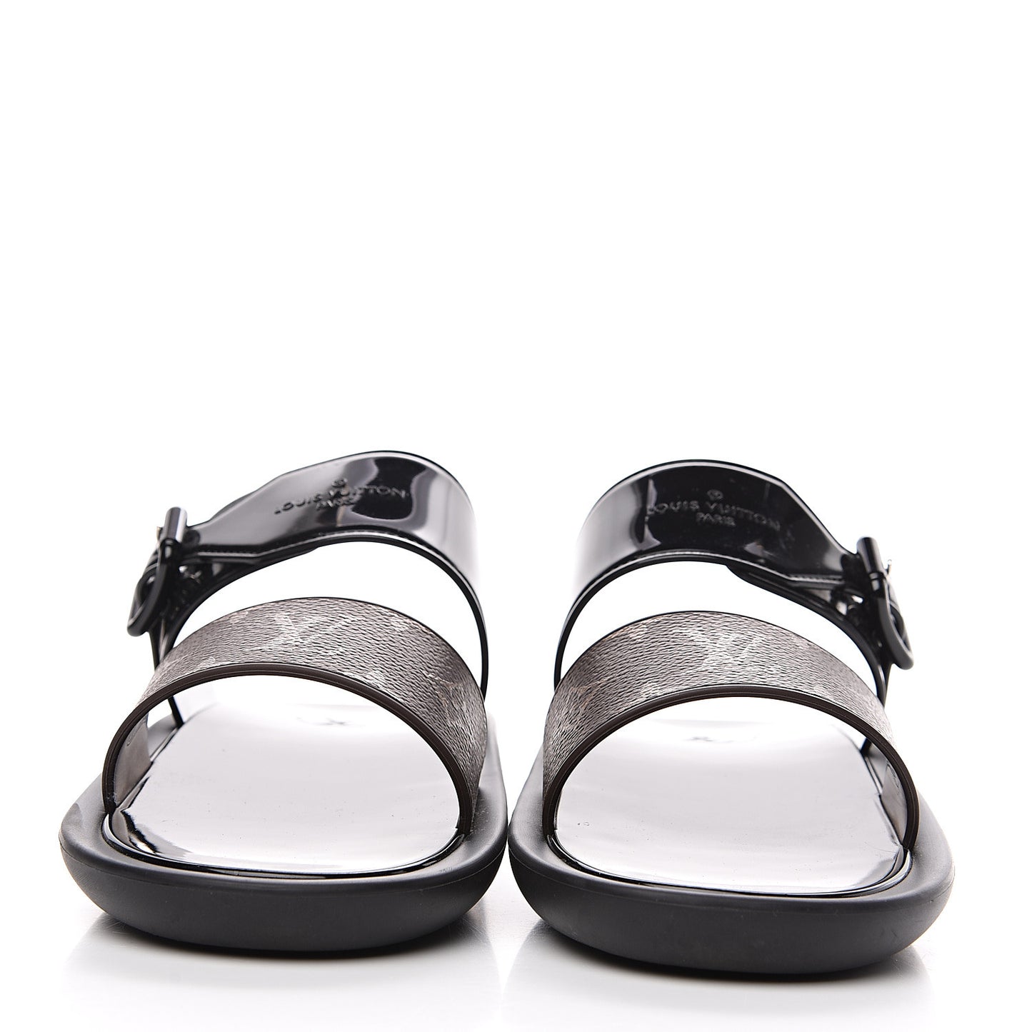 Monogram Sunbath Flat Mule Sandals 39 Black
