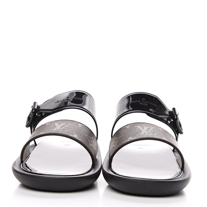 Louis Vuitton Monogram Sunbath Flat Mule Sandals 39 Black 2 of 9