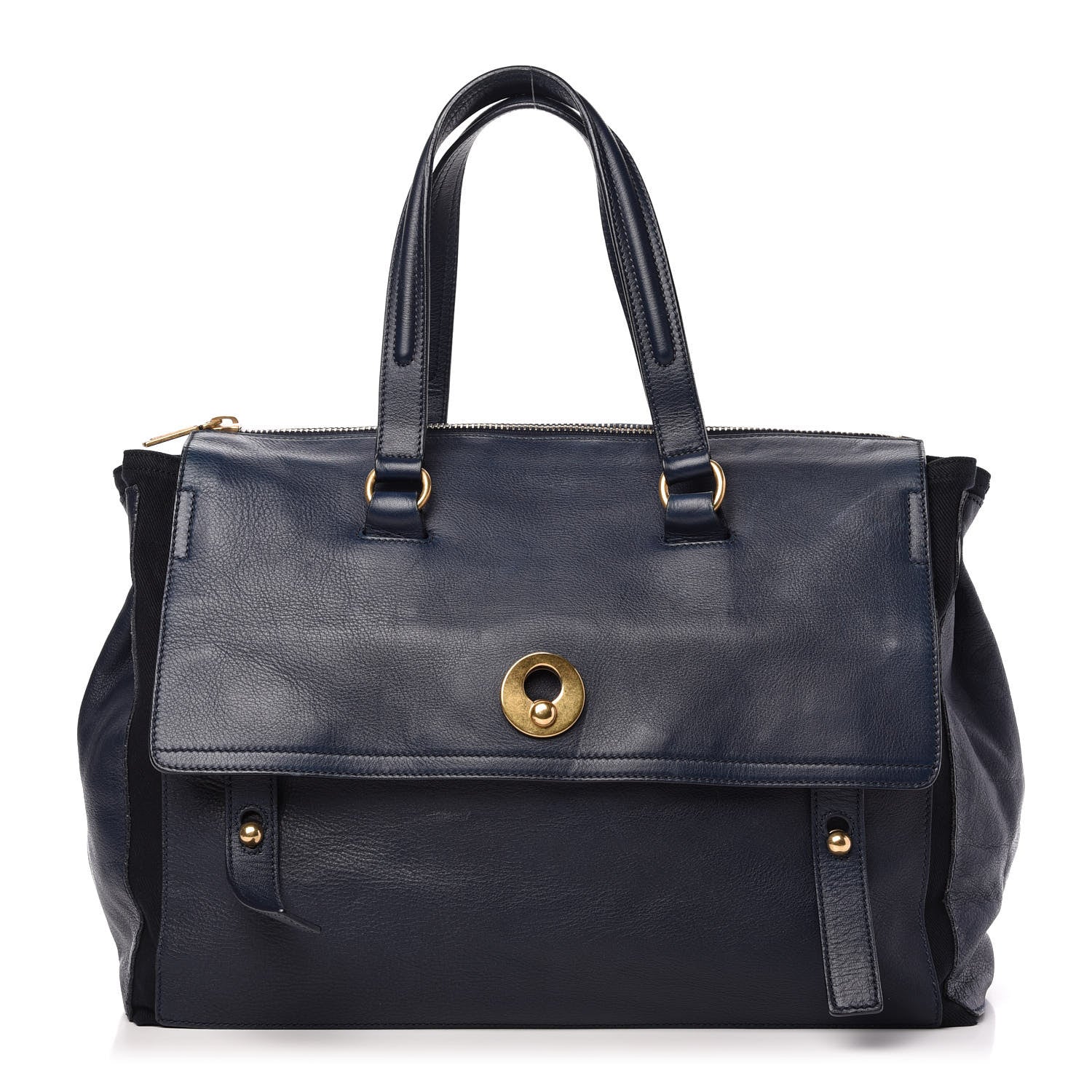 Saint Laurent Calfskin Canvas Large Muse Two Navy 1 of 13