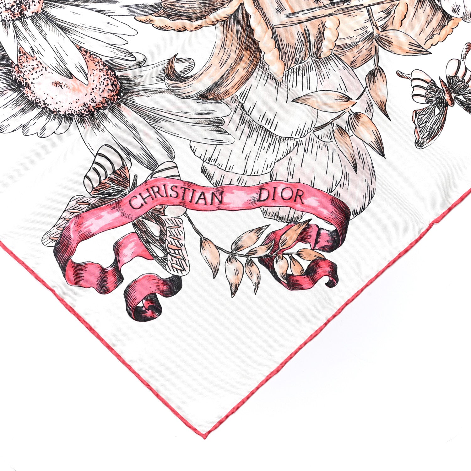 Christian Dior Silk Le Jugement Square Scarf Rose 2 of 5