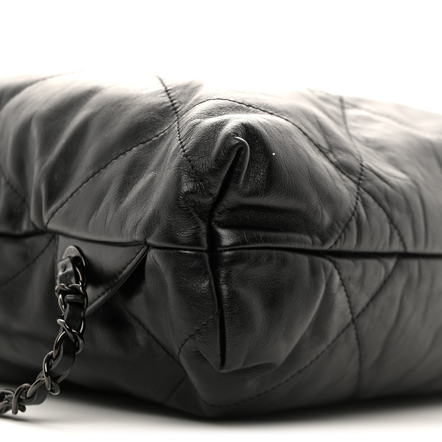 Shiny Calfskin Quilted Chanel 22 Backpack So Black