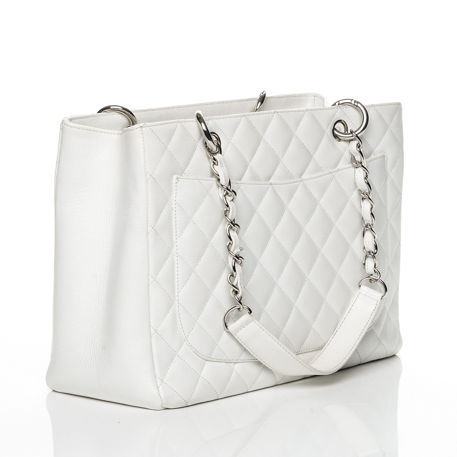 Chanel Caviar Quilted Grand Shopping Tote GST White 3 of 7