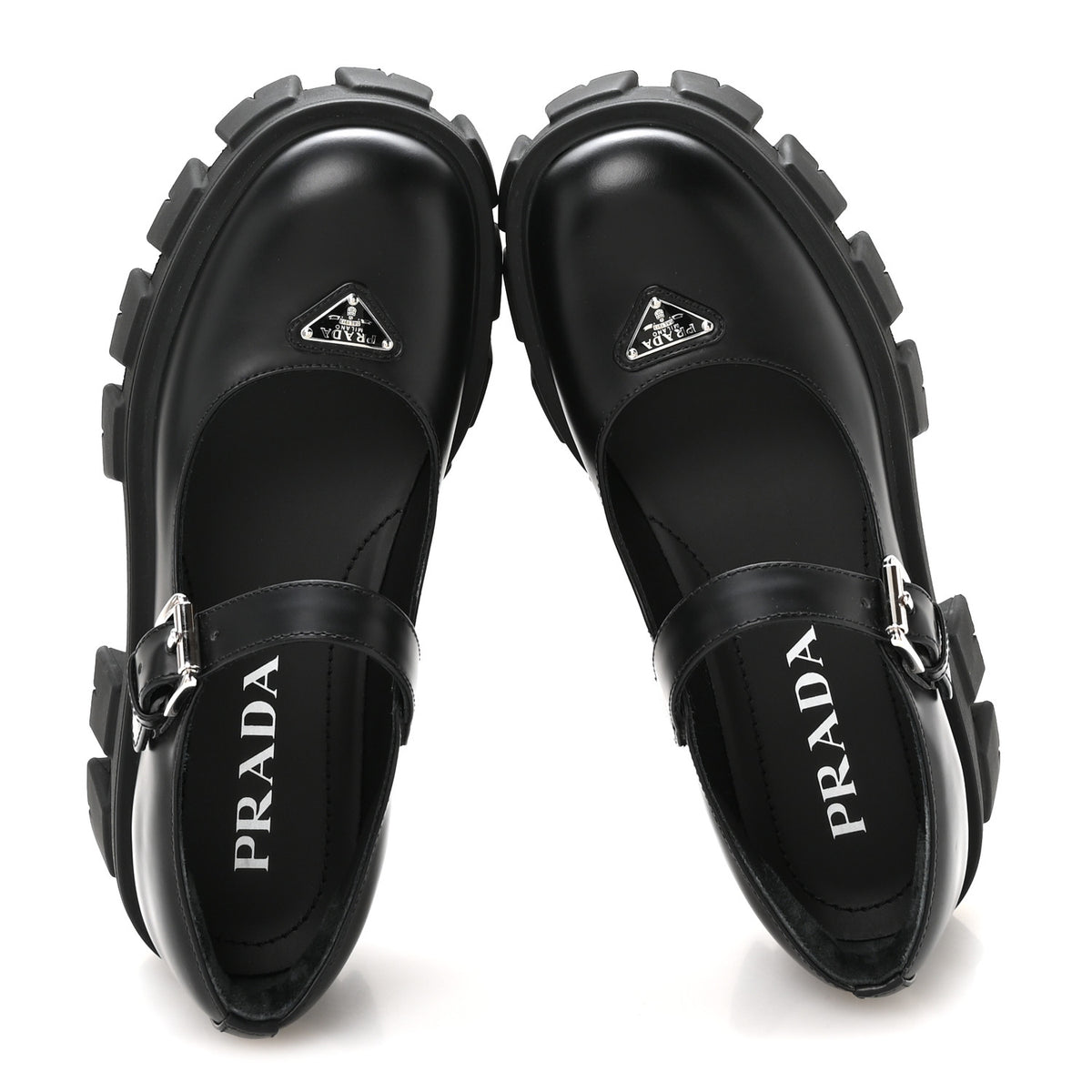 Spazzolato Rois Metal Triangle Logo Monolith 55mm Mary Janes 35.5 Black
