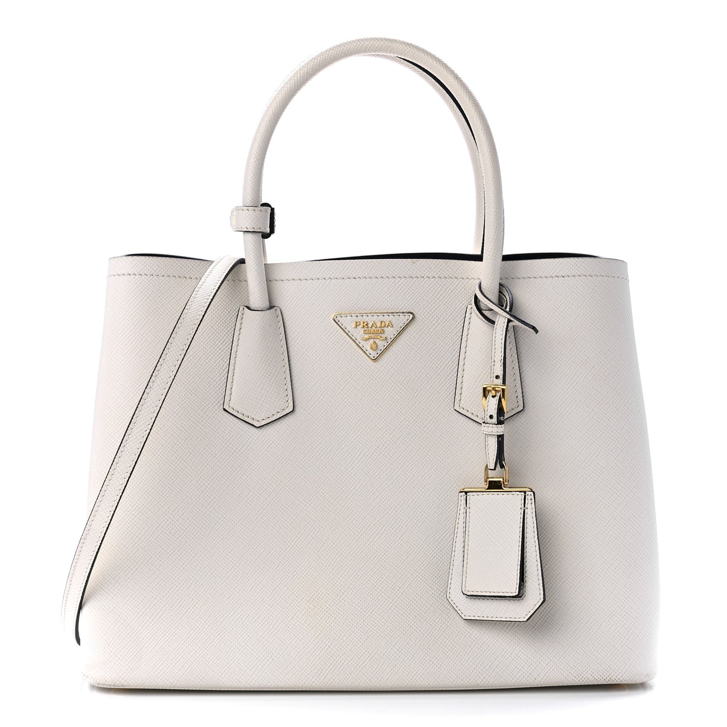 Saffiano Cuir Medium Double Bag Talco Black