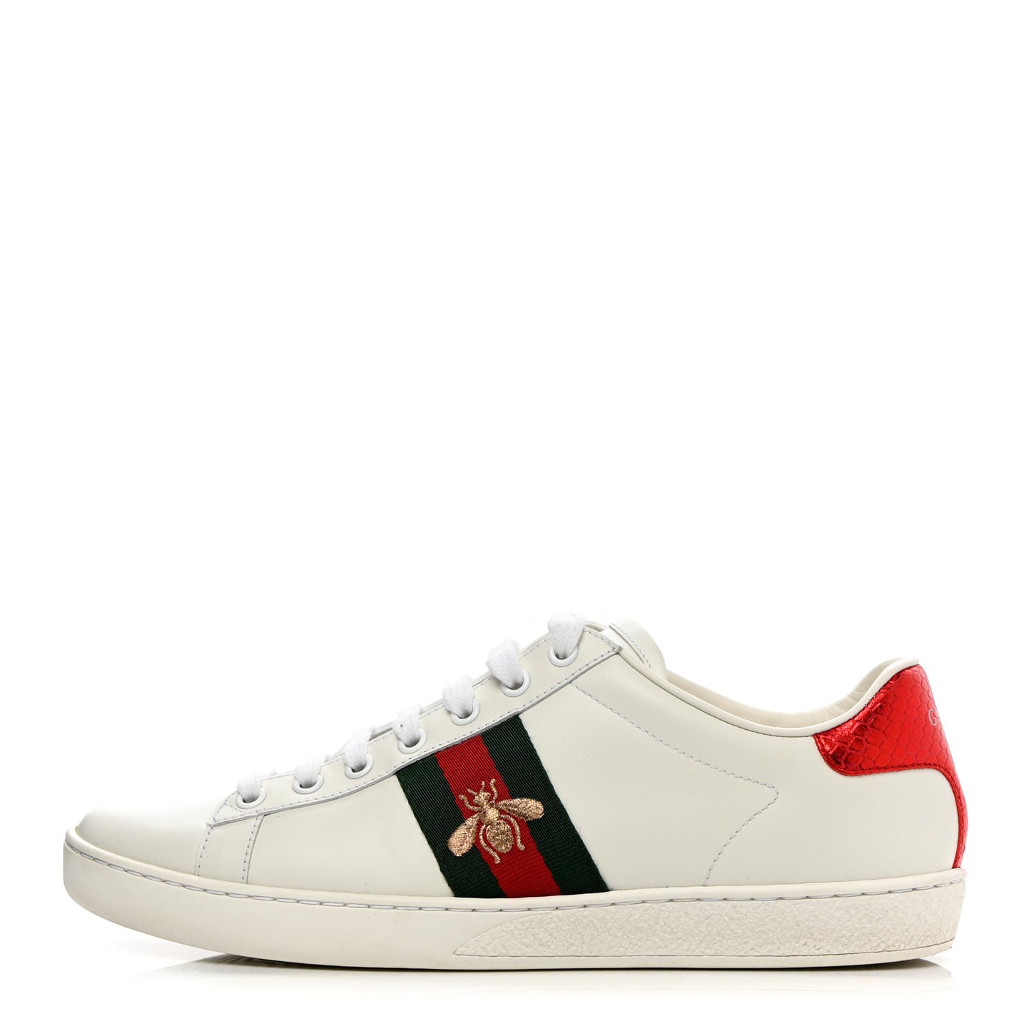 Calfskin Ayers Bee Embroidered Womens Ace Sneakers 38.5 White Green