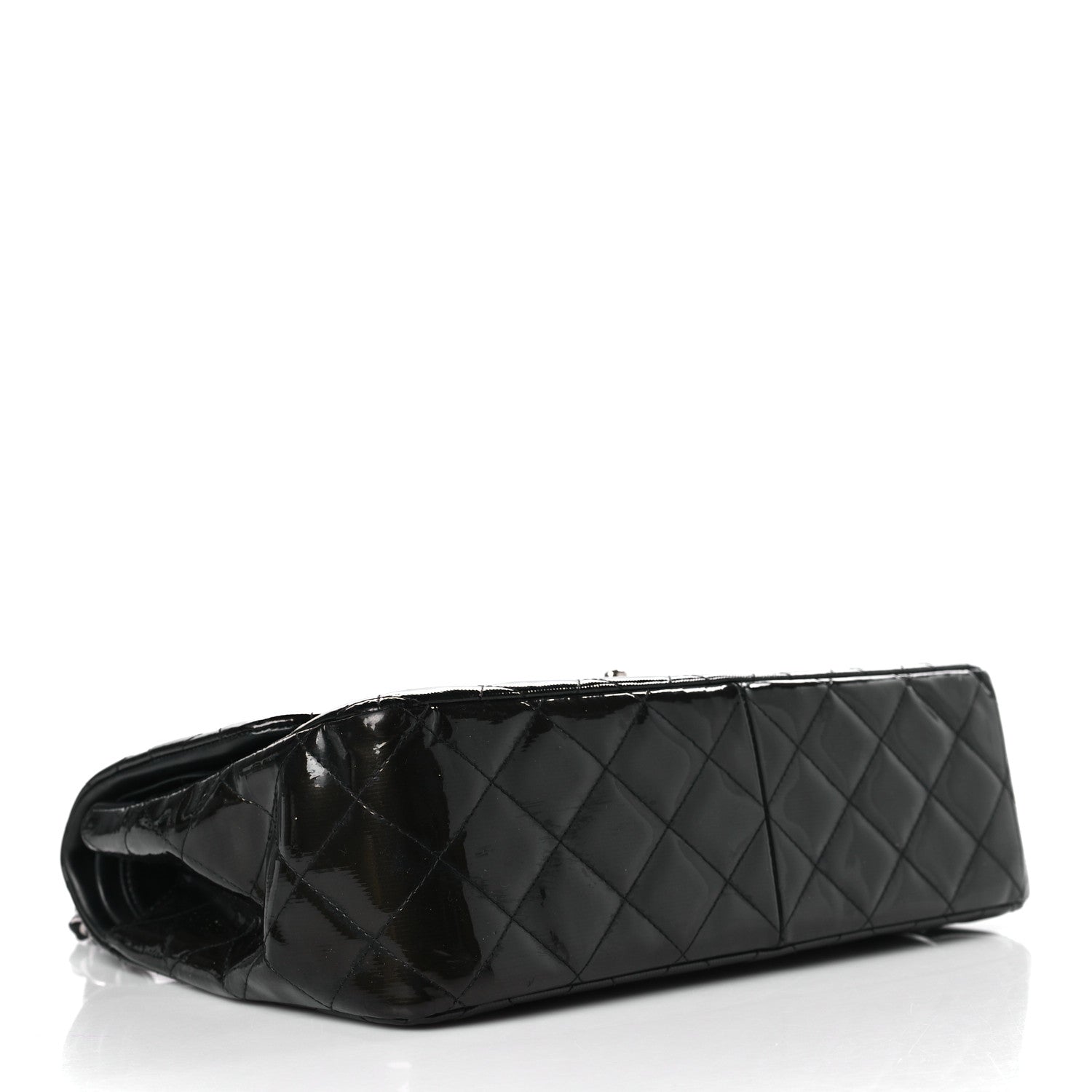 Chanel Striated Patent Quilted Jumbo Double Flap Black 4 of 9