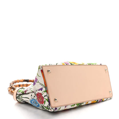 Gucci Canvas Floral Flora Bamboo Handle Bag 4 of 10