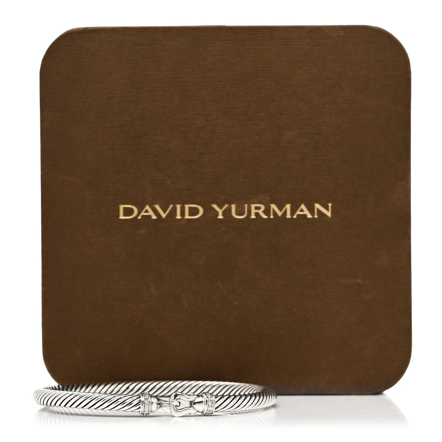 David Yurman Sterling Silver Diamond 5mm Cable Buckle Bracelet 4 of 4