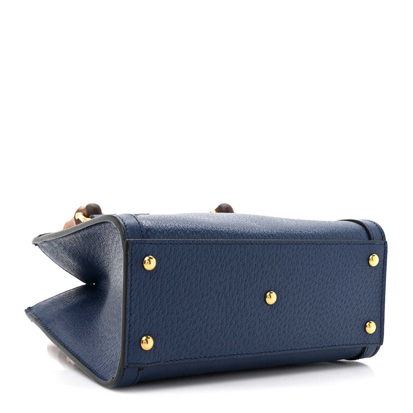Textured Dollar Calfskin Web Mini Diana Tote Bag Royal Crop