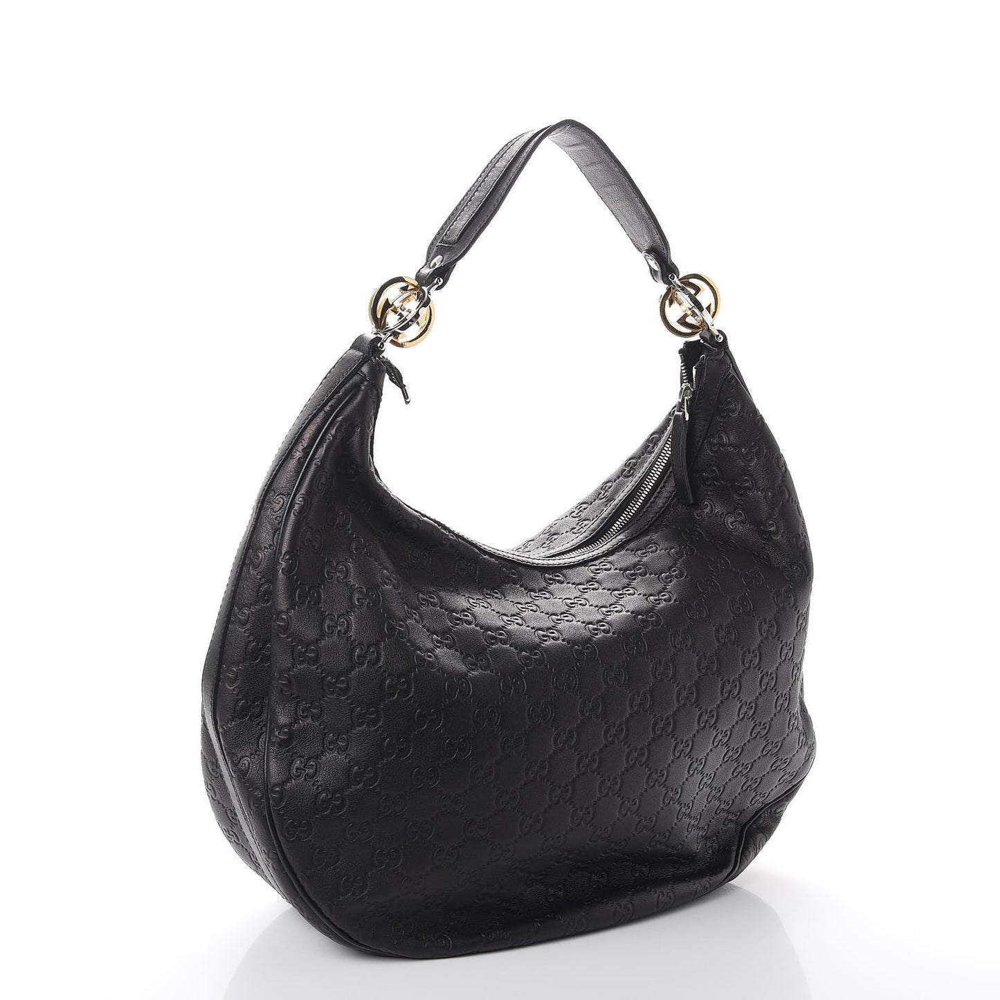 Guccissima Large GG Twins Hobo Black