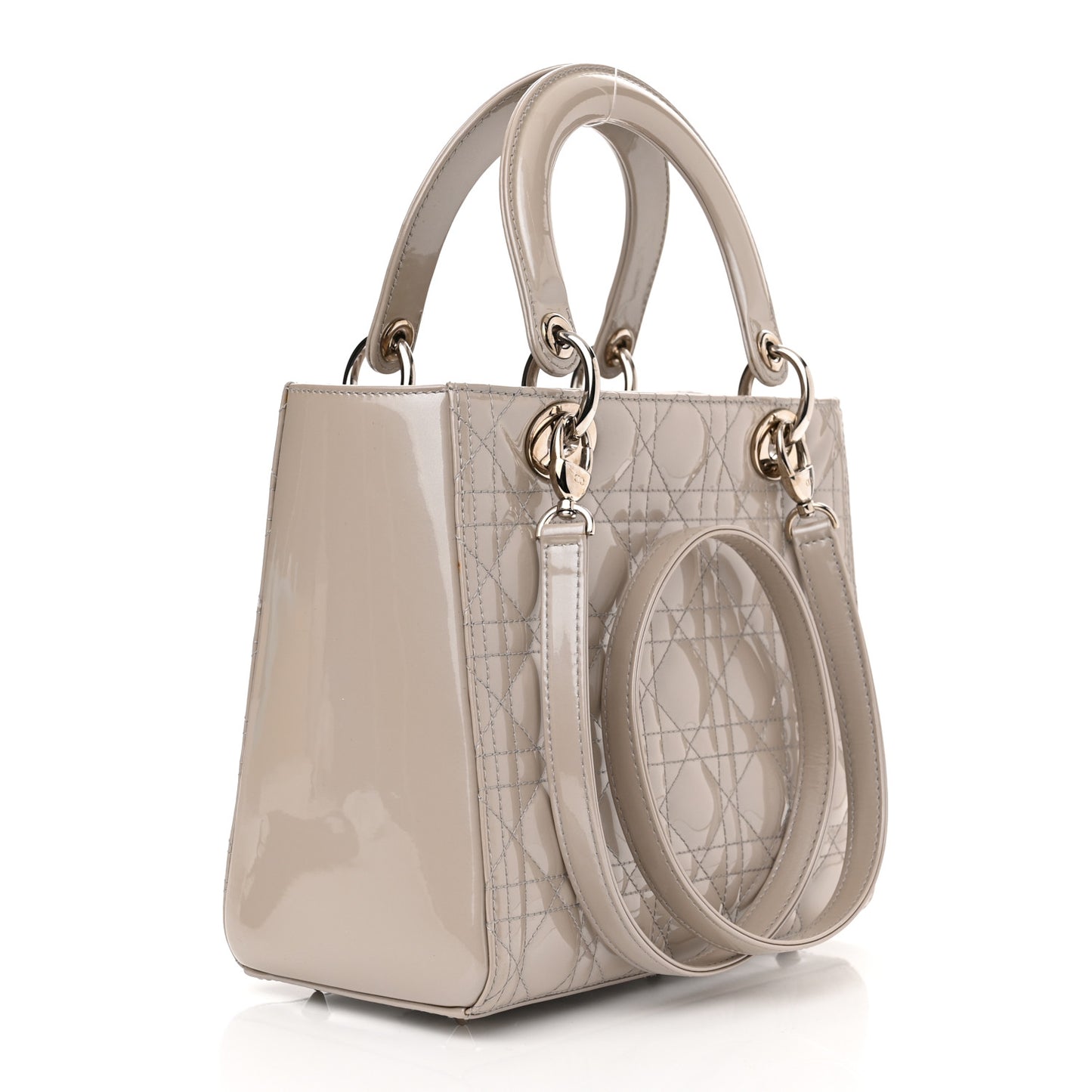 Patent Cannage Medium Lady Dior Grey