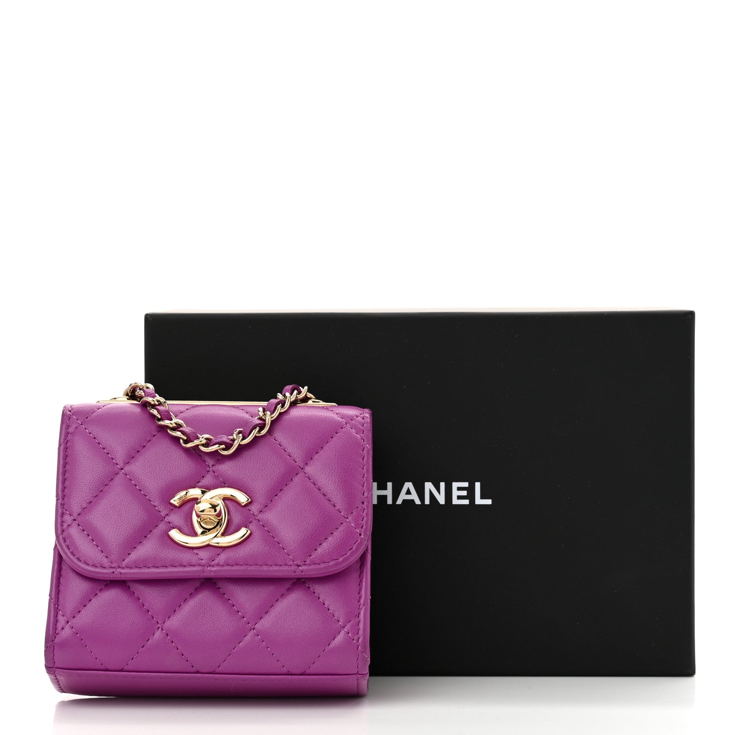 Chanel Lambskin Quilted Mini Trendy CC Clutch With Chain Purple 11 of 11