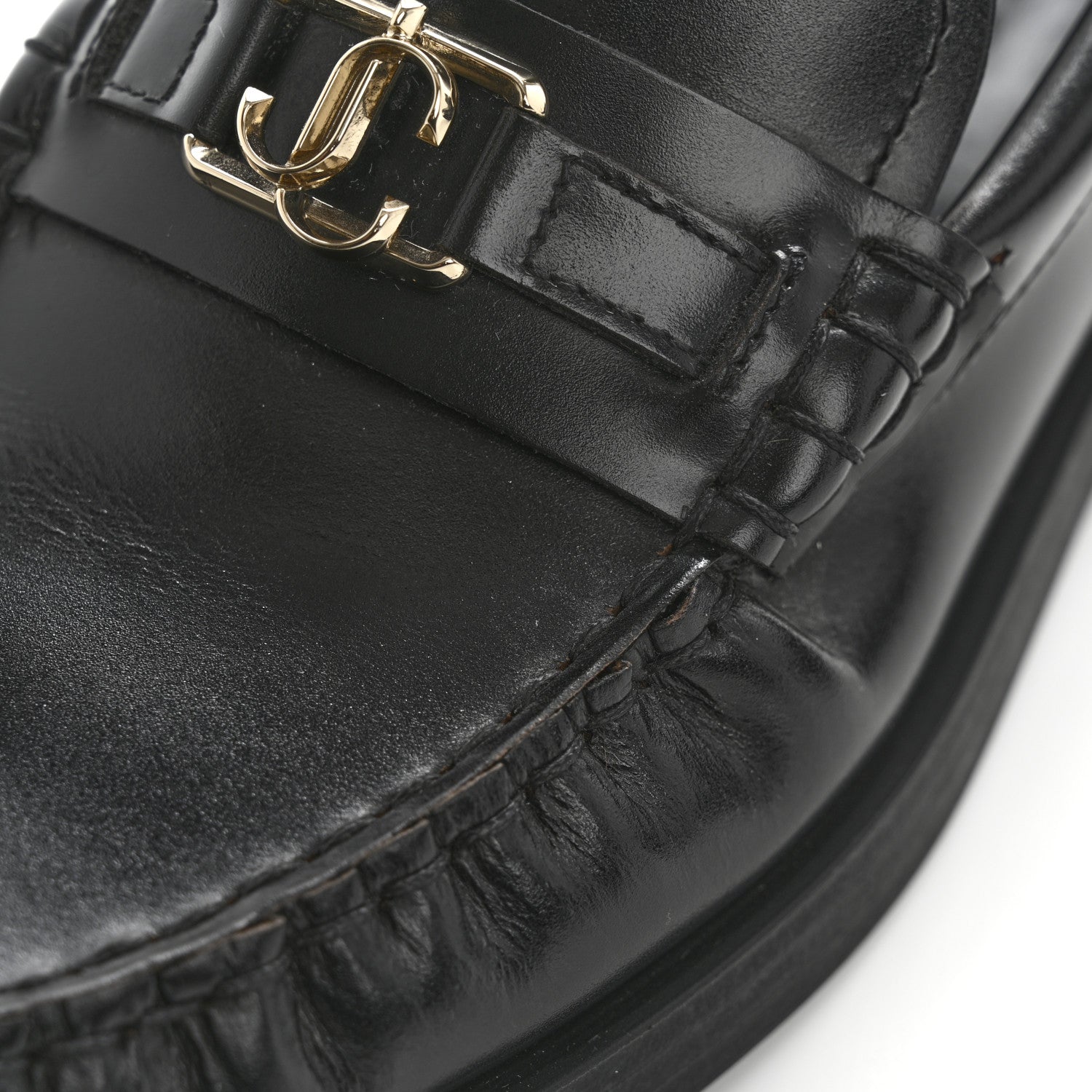 Jimmy Choo Box Calfskin Addie Loafers 36.5 Black 10 of 11