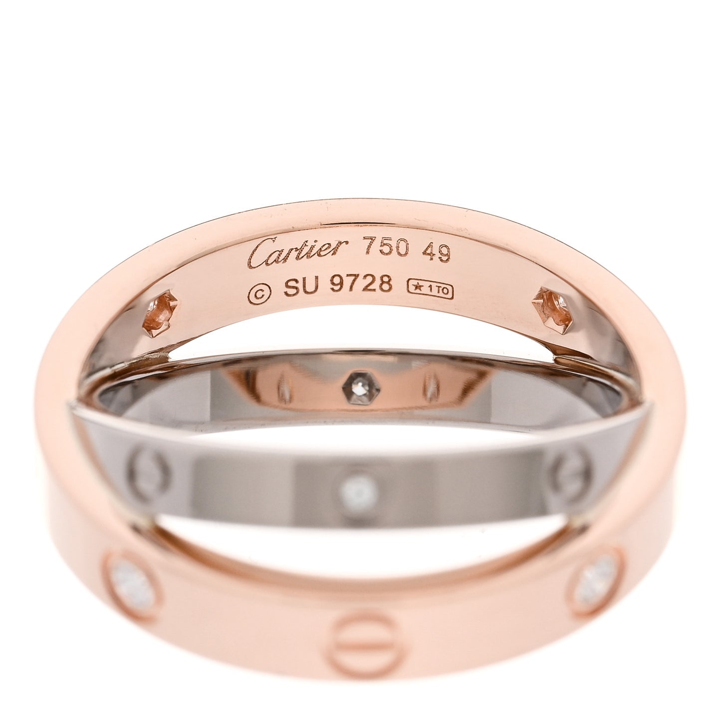 18K Pink White Gold 6 Diamond LOVE Ring 49 4.75