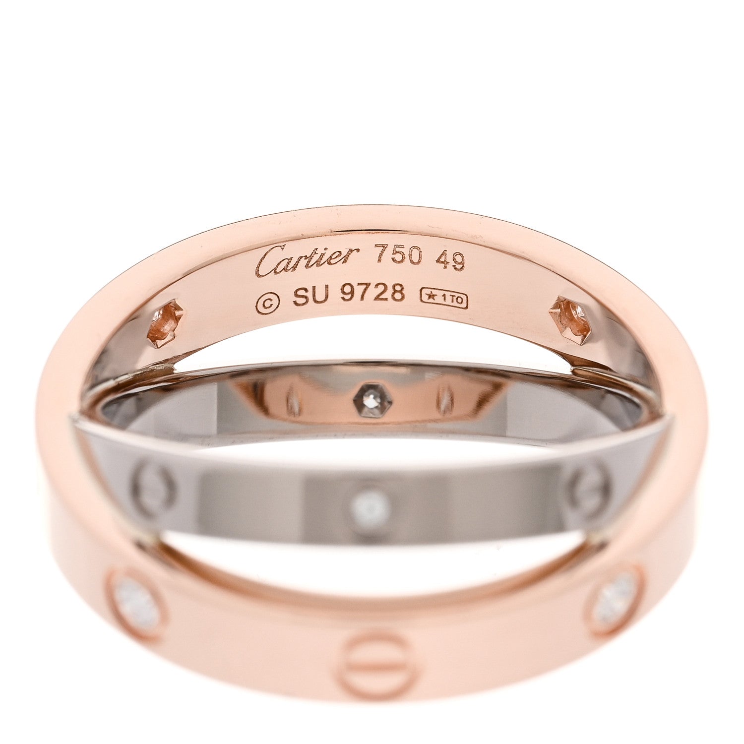 Cartier 18K Pink White Gold 6 Diamond LOVE Ring 49 4.75 5 of 6