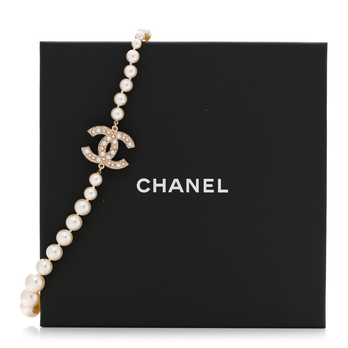 Pearl CC 100th Anniversary Necklace Light Gold