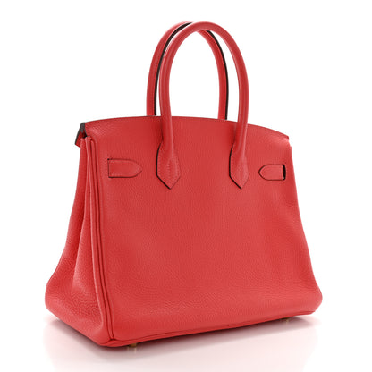 Hermes Taurillon Clemence Birkin 30 Rouge Pivoine 3 of 13
