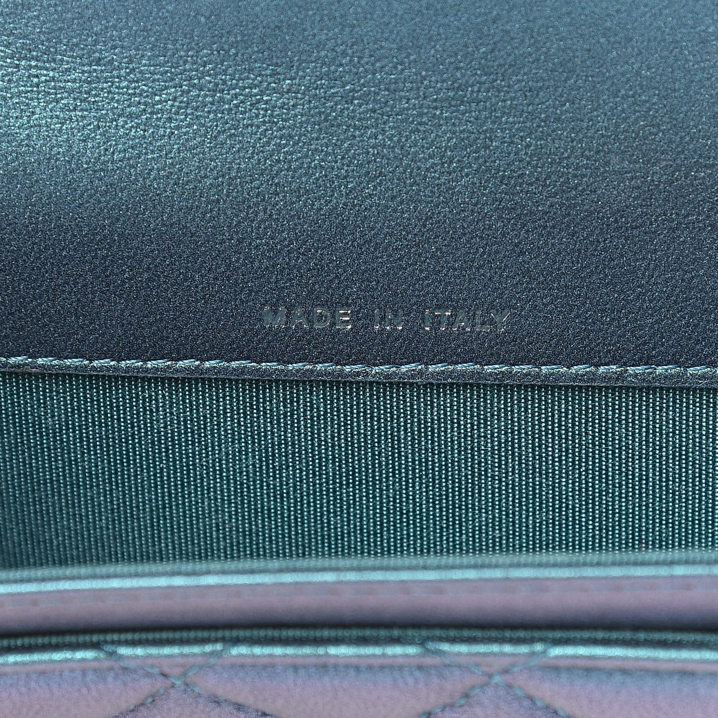Iridescent Lambskin Quilted Flap Card Holder Turquoise